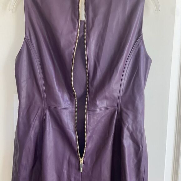 Calvin Klein Faux Leather Sleeveless Sheath Dress Purple Plum Size 8 - Picture 6 of 11